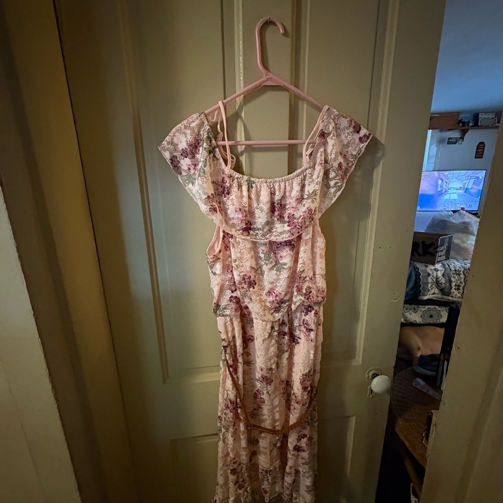 No Boundaries Pink Floral Lace Dress size XL